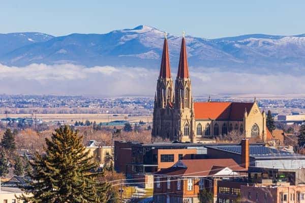 Cathedral of Saint Helena, a historic landmark and iconic Catholic church in Helena, Montana.