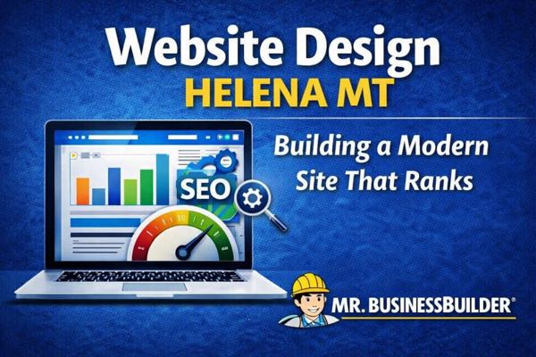 Website design and SEO services graphic for Helena, MT businesses by Mr. BusinessBuilder