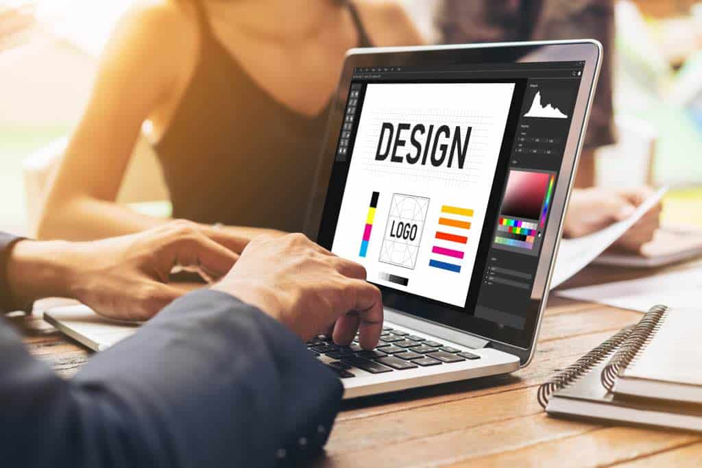 logo creation Helena MT professional logo design process on laptop by Mr BusinessBuilder